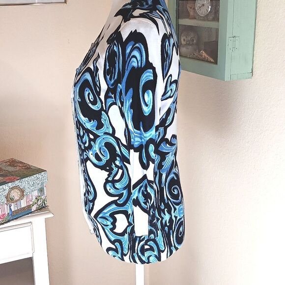 Cyrus Blue and Black 3/4 Sleeve Sweater - Picture 7 of 14